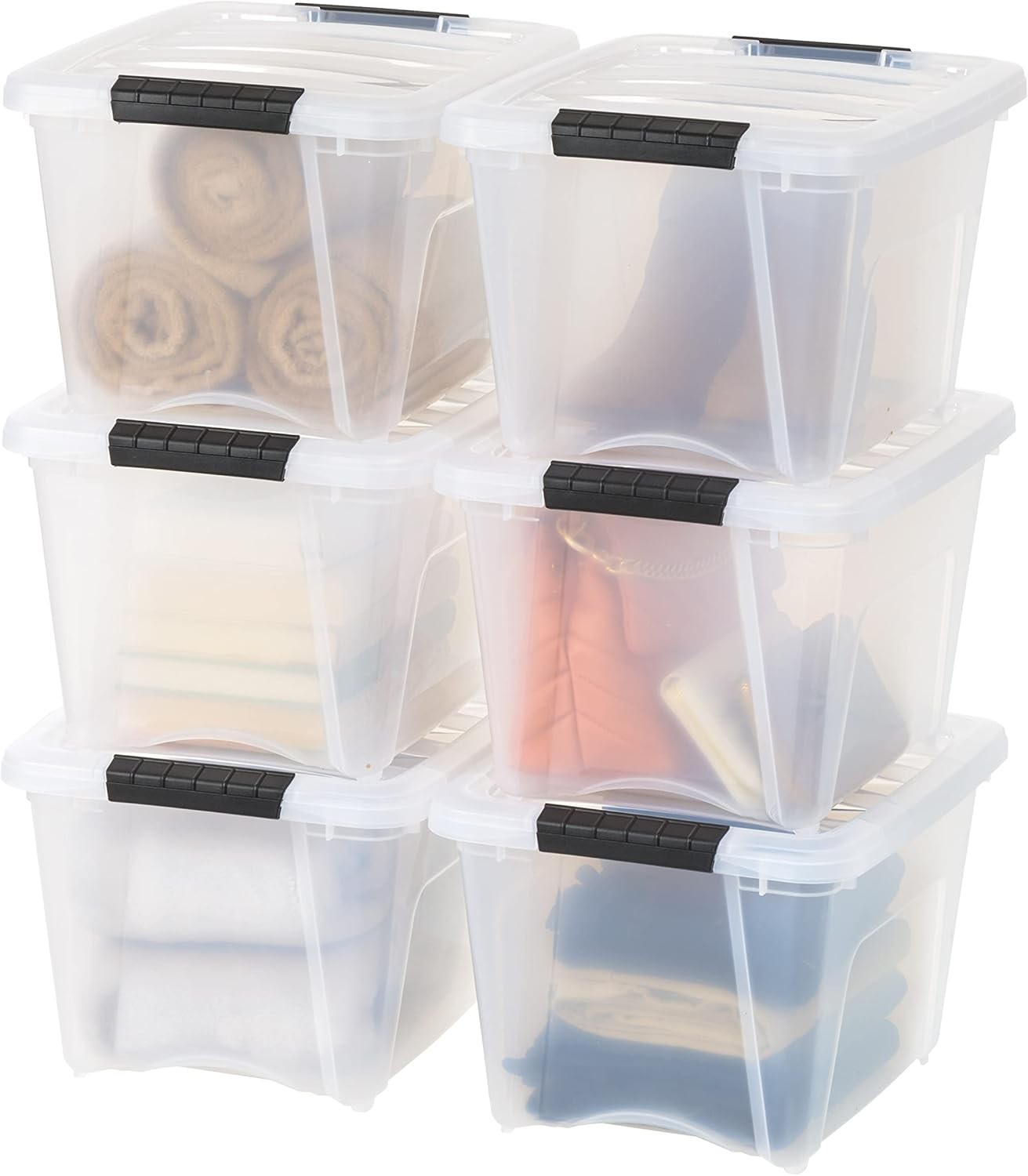 19 Qt Clear Storage Bins w/ Lids Latches Stackable BPA-Free 6 Pack Durable