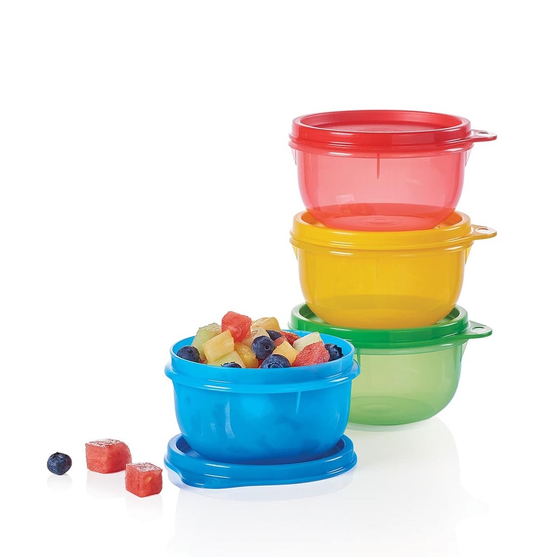 Tupperware Ideal Little Bowls NEW 8 oz Set of 4 : Red Yellow Blue Green