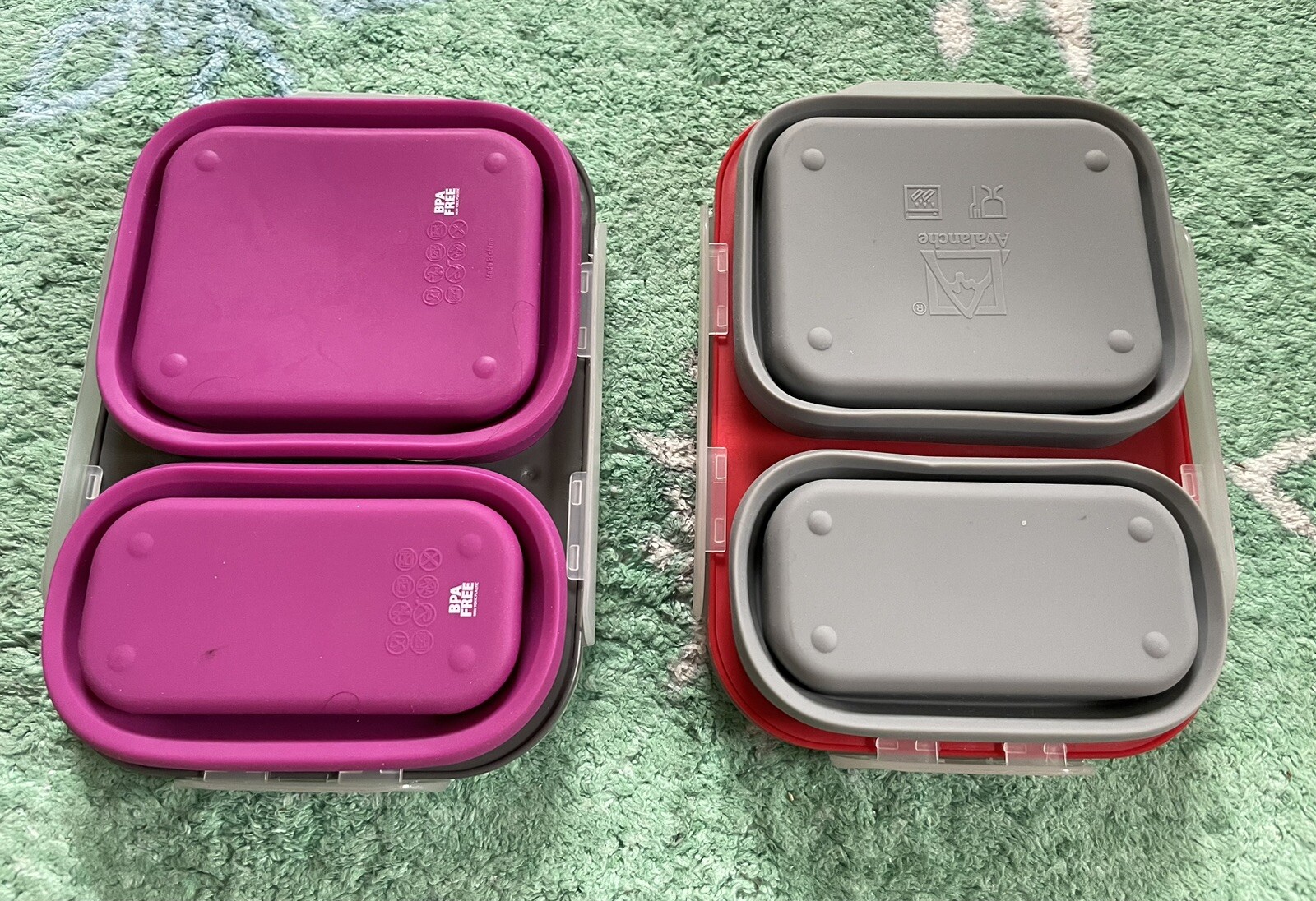 NEW Avalanche And Eco One Divided Collapsable Silicone Food Containers