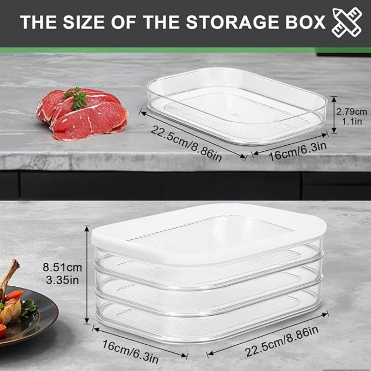4pcs Stackable Refrigerated Containers, Featuring Three Layers And A Cover