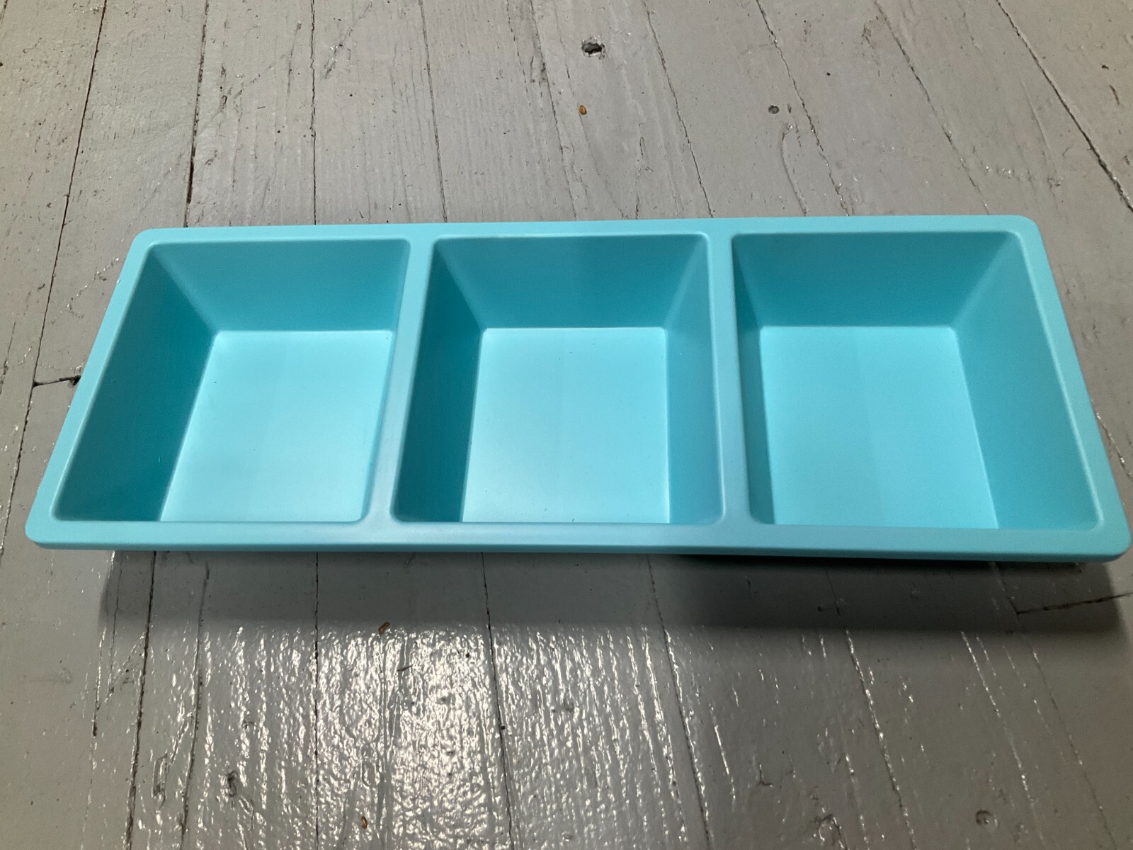 BLUE Serving Dish 3 Section Divided Platter Condiment Dish