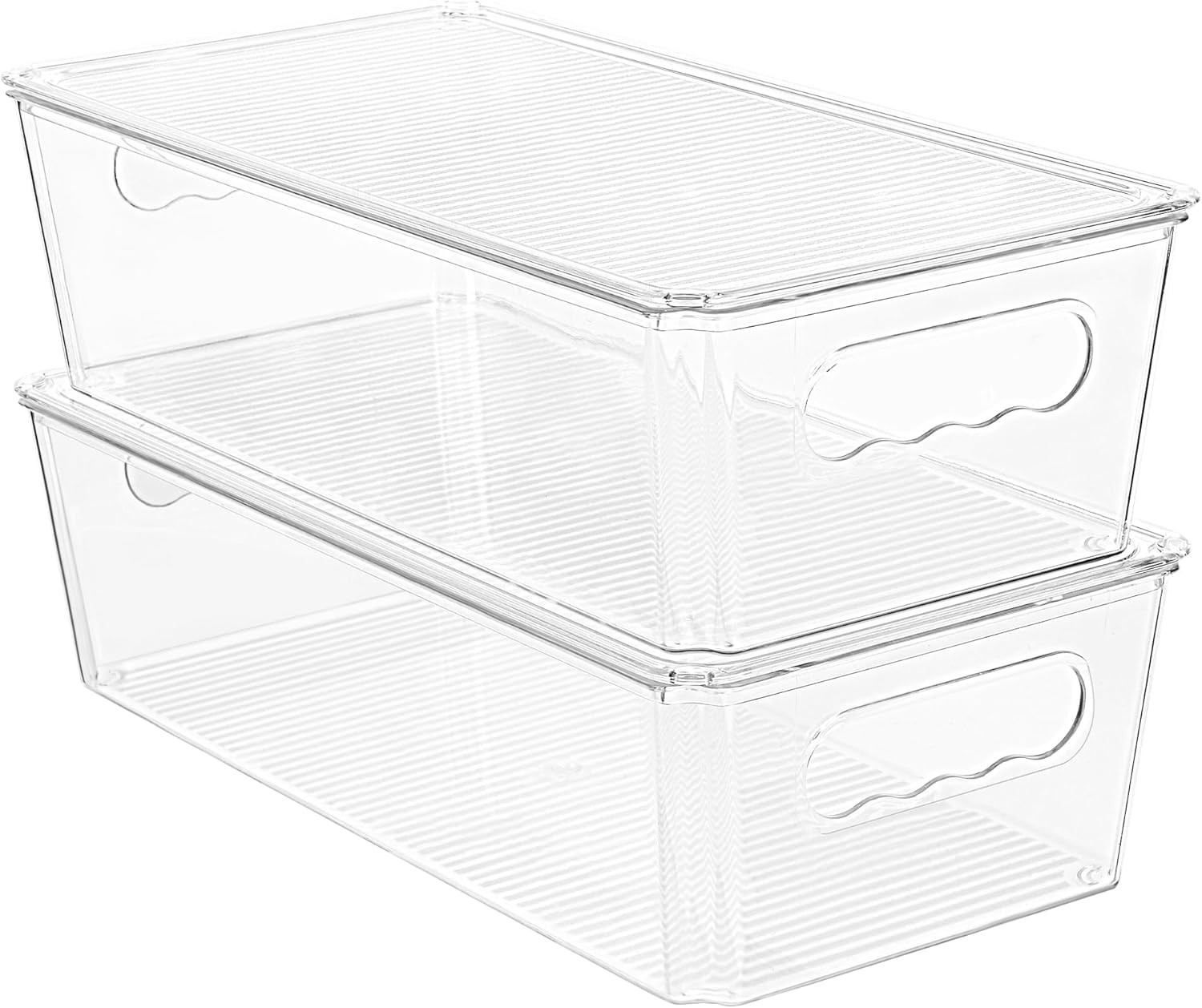 8pcs Clear Organizers and Storage Bins with Lids, Stackable Plastic Storage C…