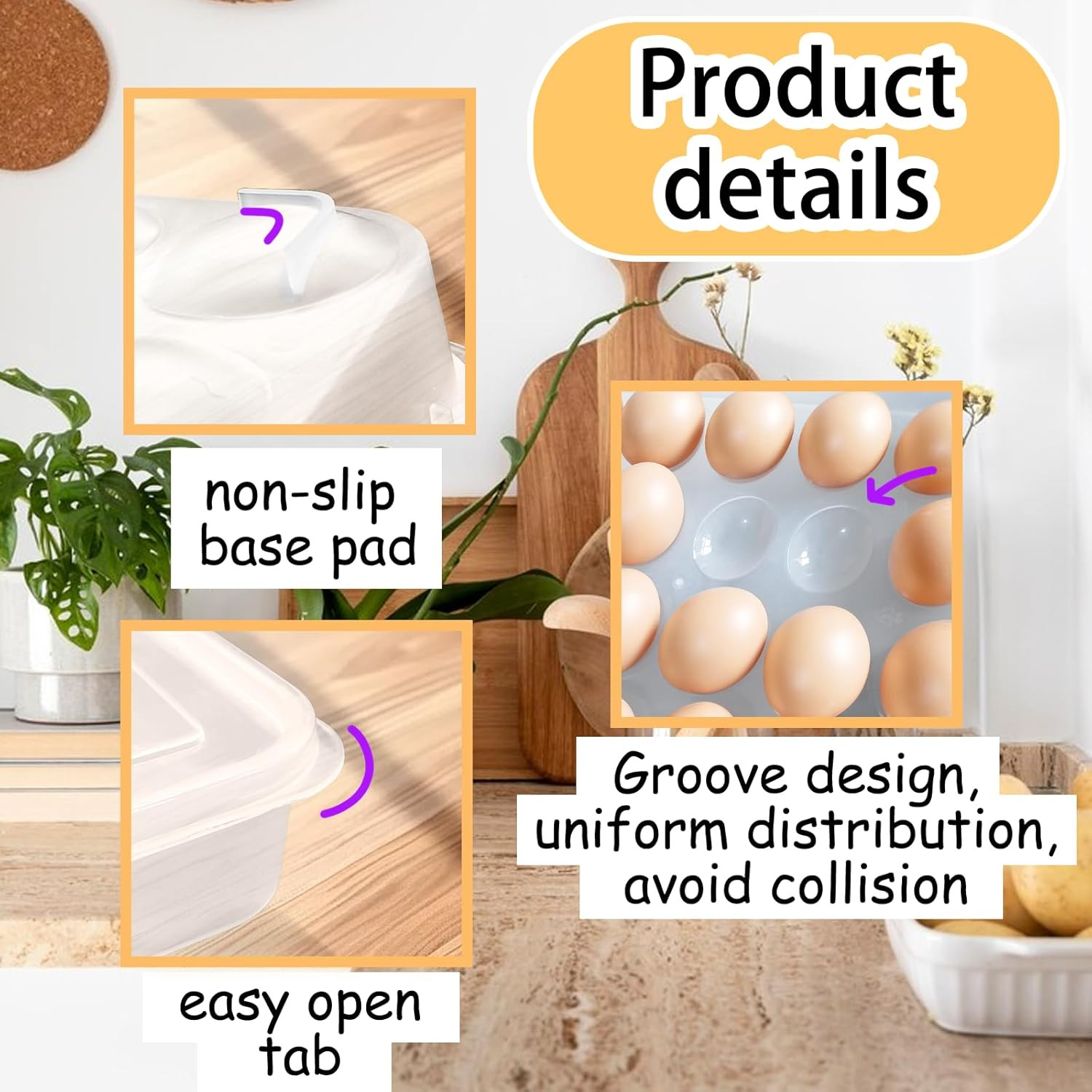 3 Pack Deviled Egg Tray w/ Lid 72 Count Stackable Carrier