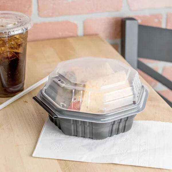 Cupcake Containers Solo® OctaView® Creative Carryouts® Hinged Clear & Black