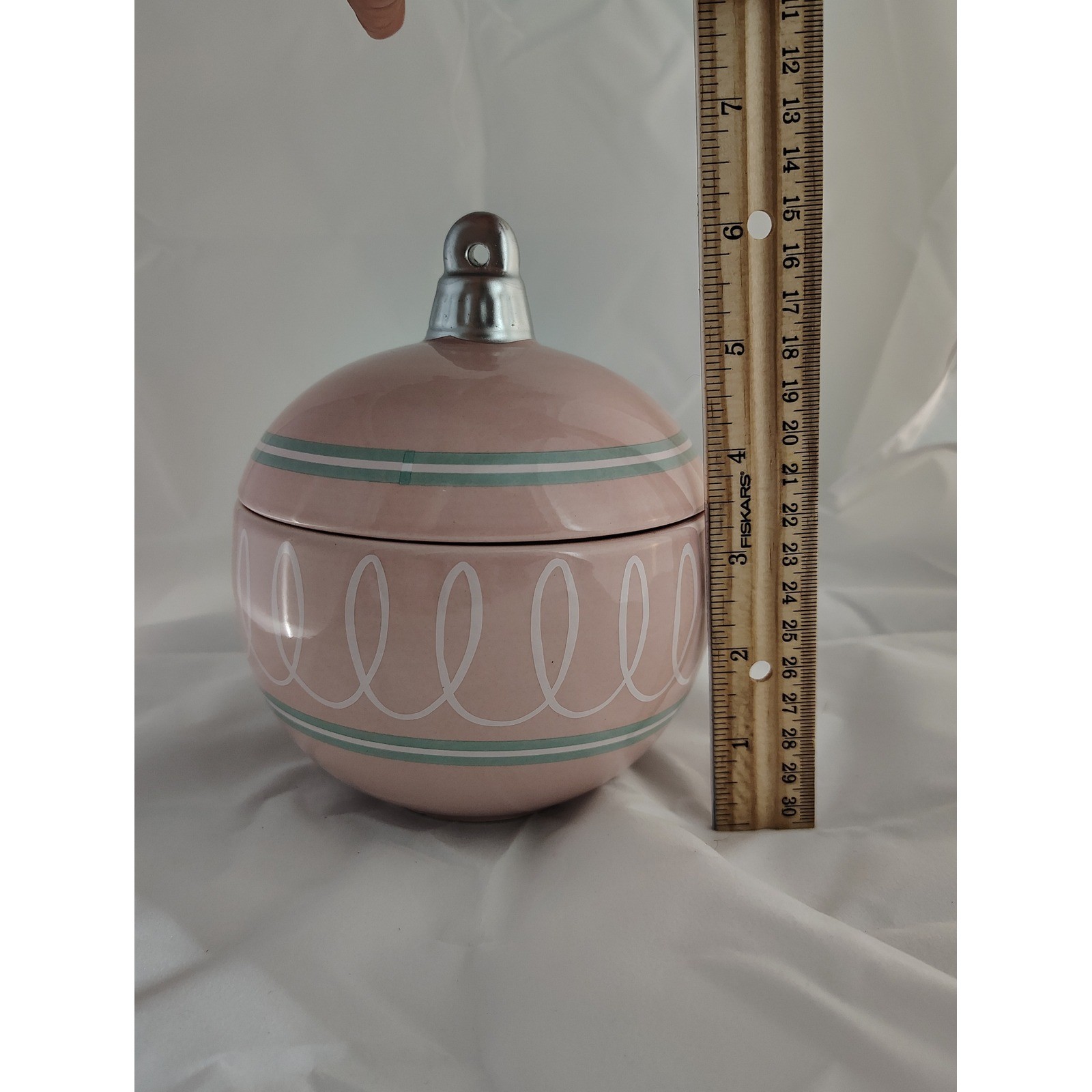 Candy Dish Jar with Lid Pink Decorative Christmas Holiday Candy Dish