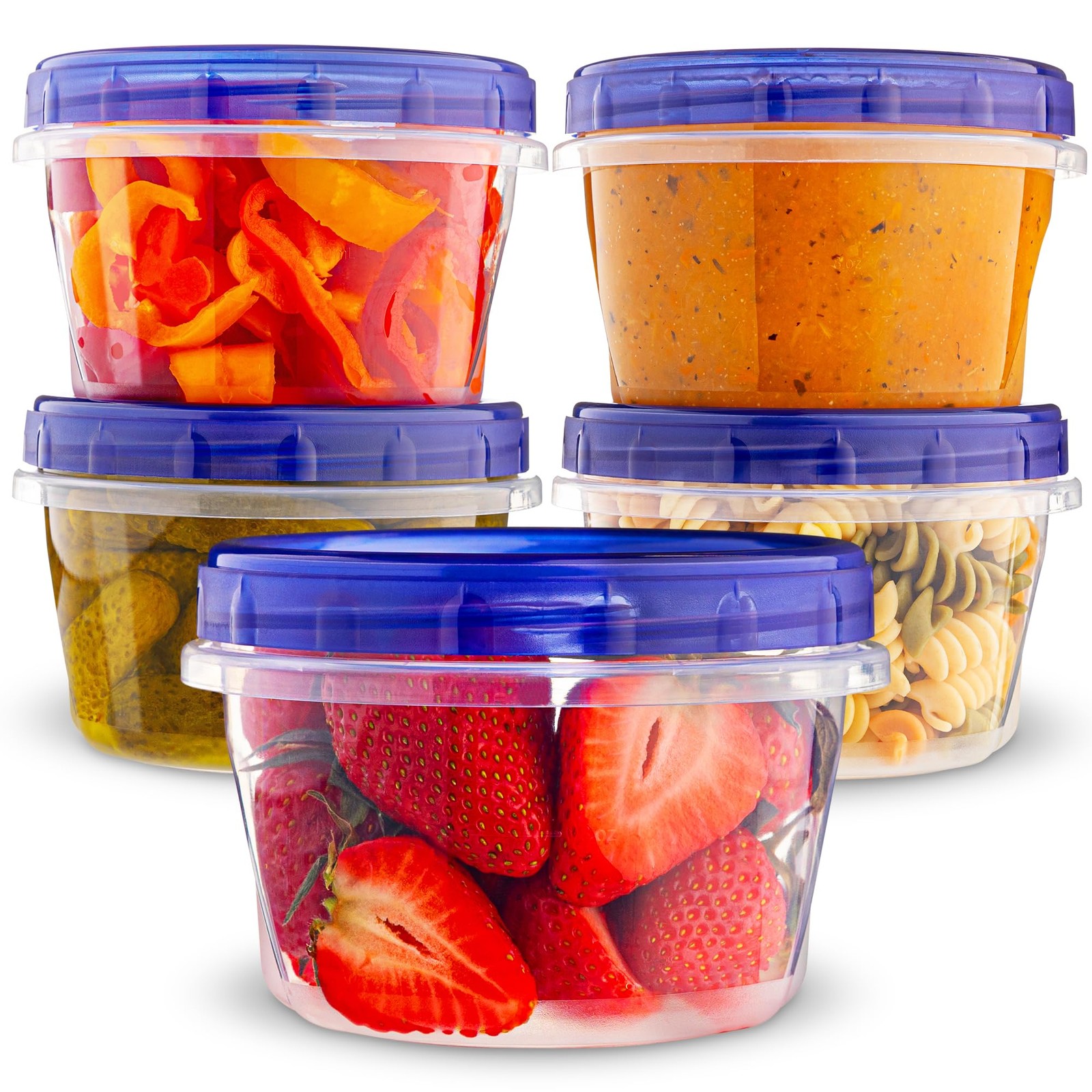 XpressPak Plastic Food Deli Containers With Twist Top Lids – (16 Oz) – [5 Pac…