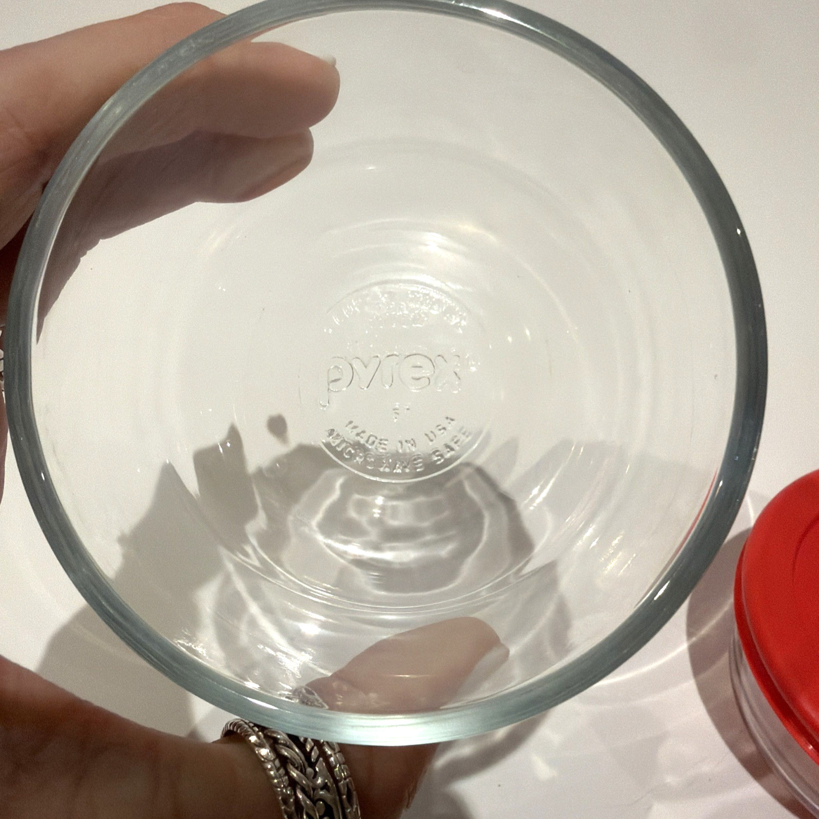 Pyrex 7202 1-Cup Glass Storage Bowls w/ 7202-PC Poppy Red Plastic Lids – 2 Pack