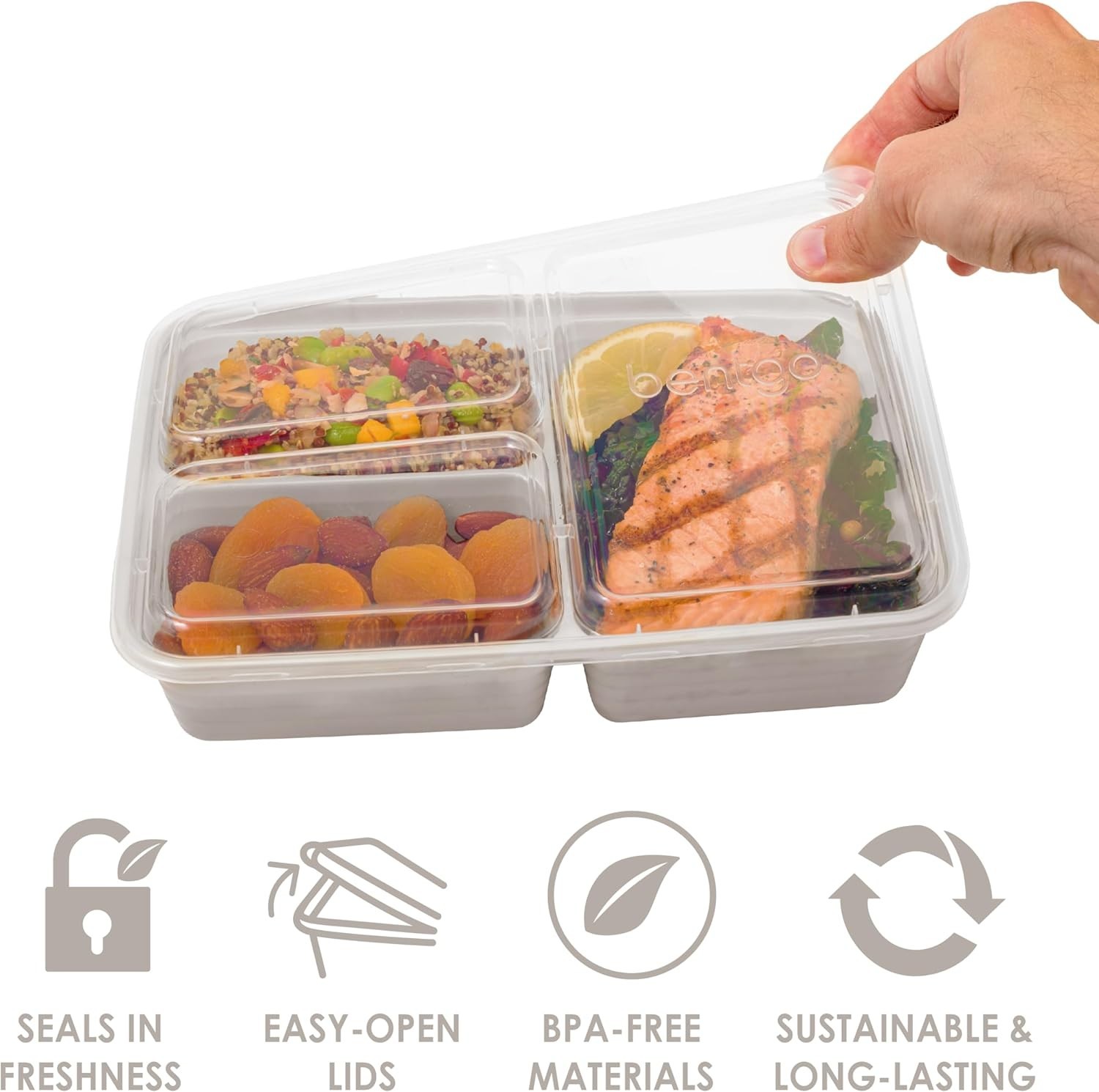 20-Piece Food-Safe Plastic Meal Prep Containers Set Reusable Microwave Freeze…