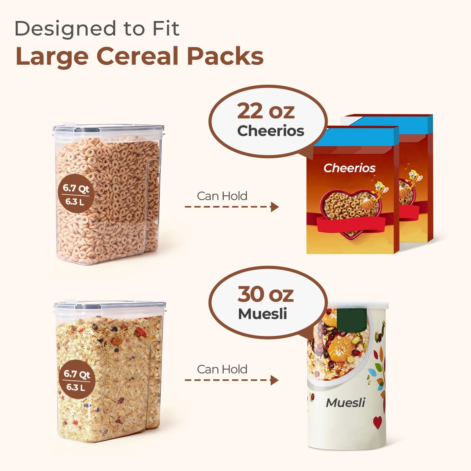 ComSaf 6.7Qt Cereal Storage Container Set of 2 – Ideal for Home Cooks Storing…