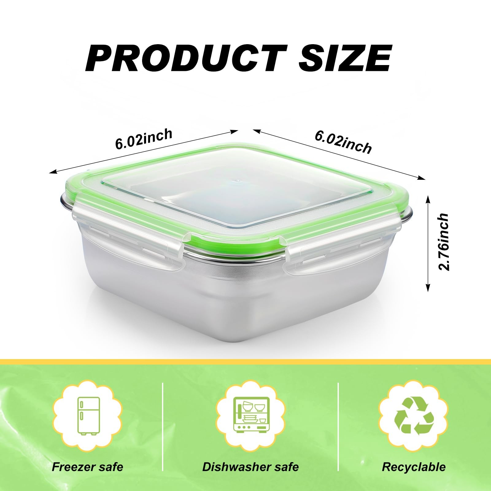 8 Pack Food 304 Stainless Steel Sandwich Containers, Leakproof Metal Lunch Co…