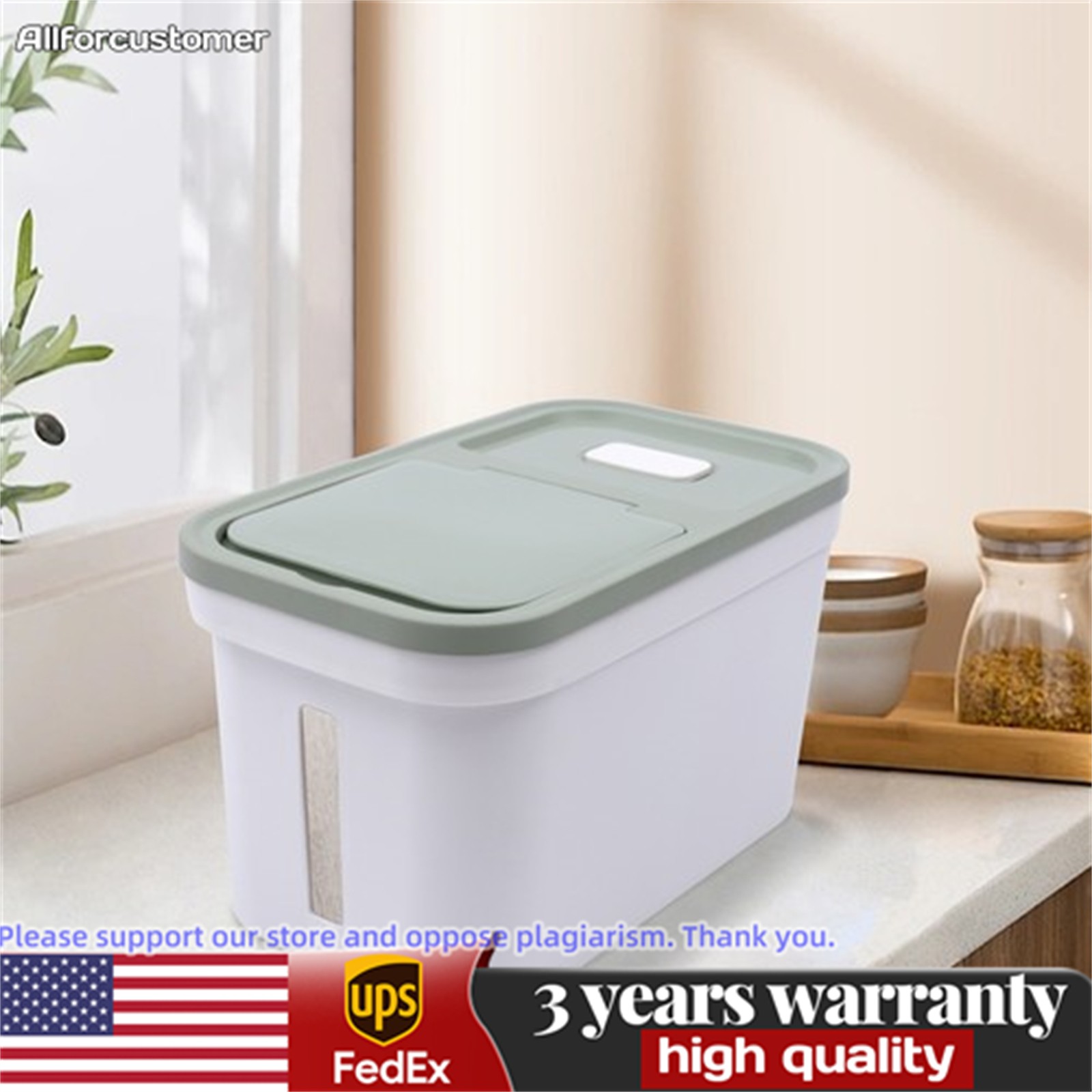 10kg Flour Corn Storage Container Moisture-proof Kitchen Food Storage Bucket US