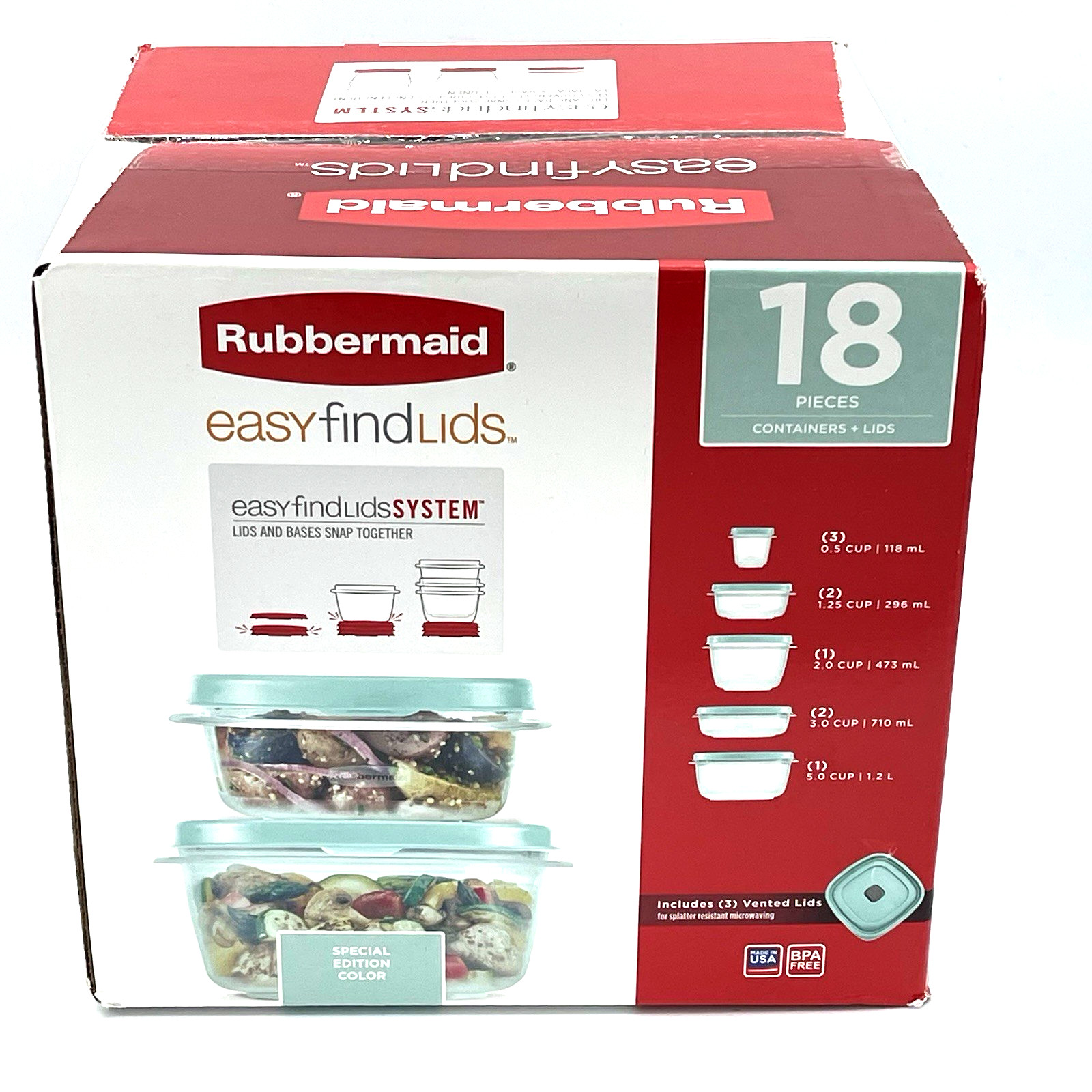 Rubbermaid Turquoise 18 Piece Easy Find Lids Food Storage Containers w/ Lids