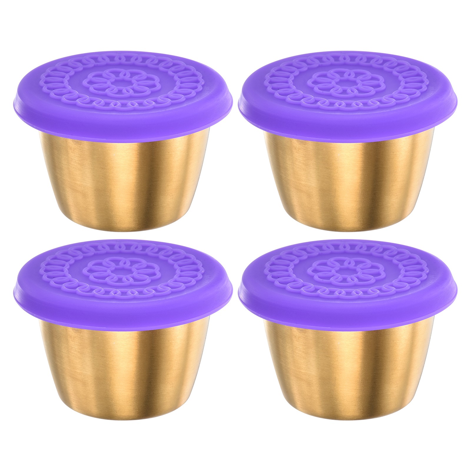 4pcs Stainless Steel Dressing Container 2.4oz Reusable Cups, Purple
