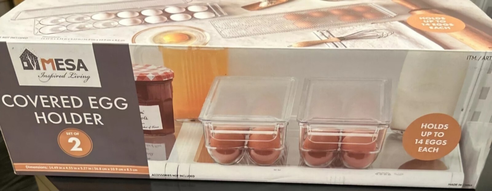 . Mesa Covered Egg Holder 2 Pack, 14 Each, 28 Total, 14.49″ x 4.33″ x 3.27″ S03