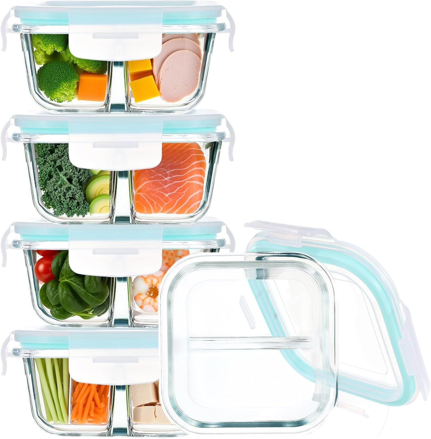 5 Pack Bariatric Meal Prep Containers, Bariatric Must Haves, Glass Bowls for Por