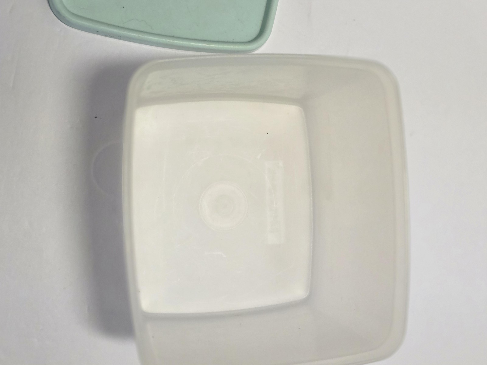 Tupperware Square Food Storage Container Mint Green Lid Frosted Base Plastic