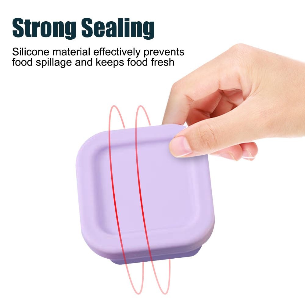 Silicone Snack Containers,4 PCS 100ml Leak Proof Stackable Food Storage Conta…