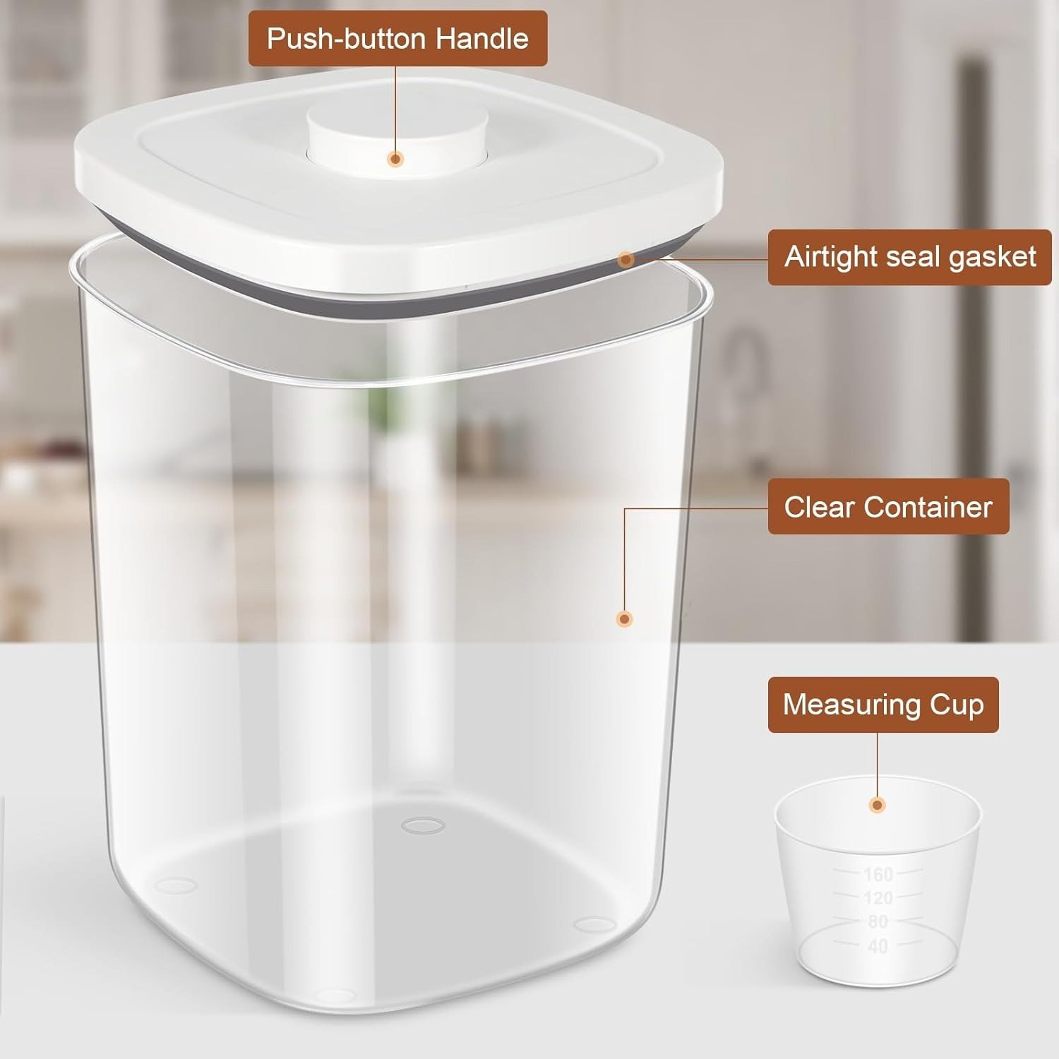 Airtight Rice Container 20 Lbs, Clear PET Plastic Food Storage Container Bin …