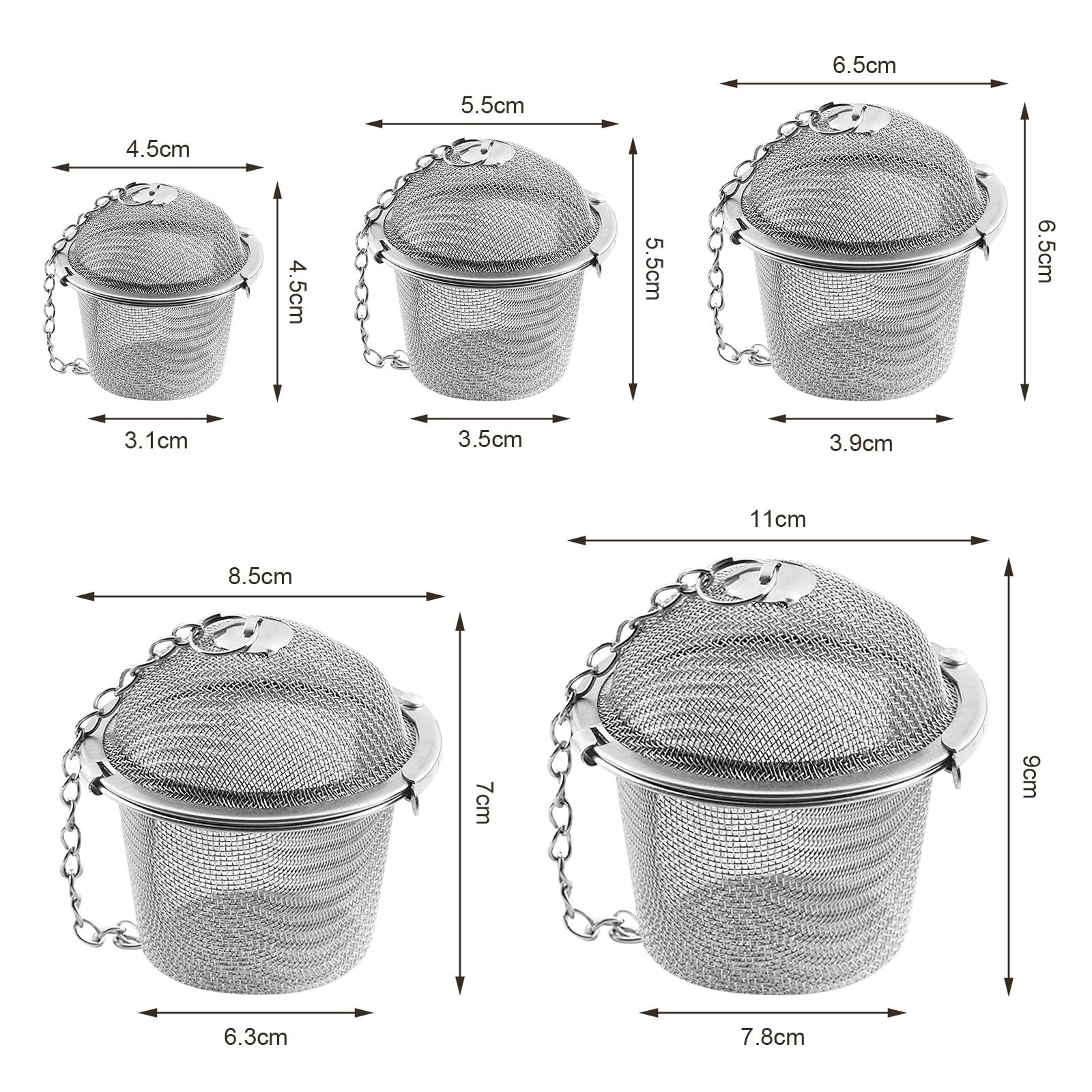 2er Pack Stainless Steel Mesh Tea Ball, Extra Fine OD max:4.5cm, Silver