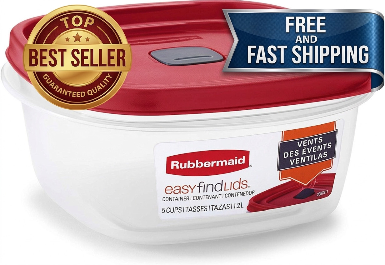 Rubbermaid Red Food Storage Containers with Easy Find Lids 3 Pack 5 Cup BPA Free