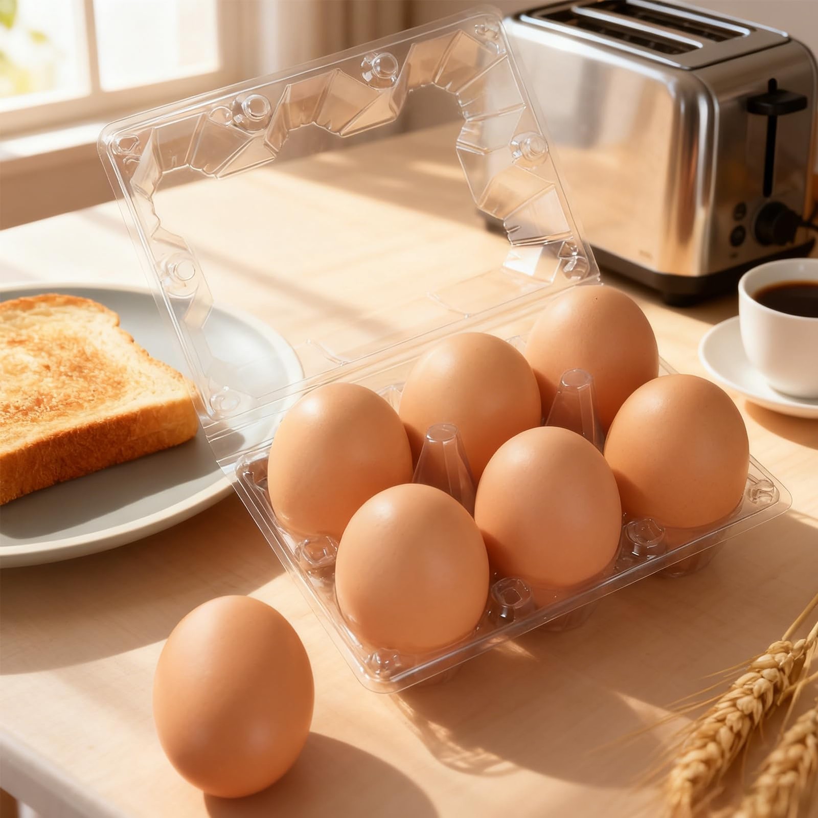 24 Pack Plastic Clear Egg Cartons Holds 6 Eggs Reusable Tray Storage Containers