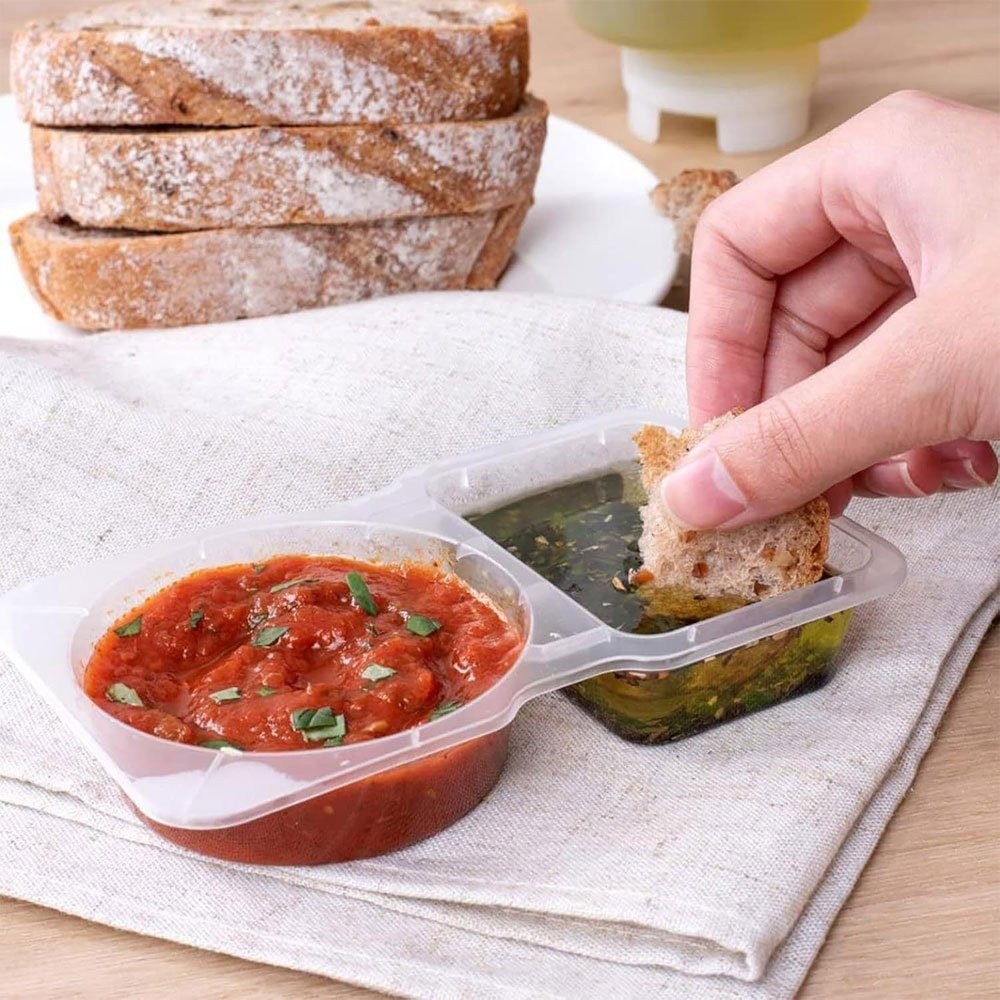 Reusable Snack Containers with Lids, 2 Compartment Snack Pack Containers JQ
