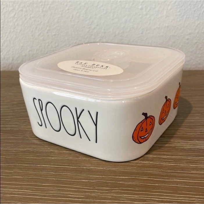 New Rae Dunn Artisan SPOOKY Pumpkin Bowl with Vented Lid