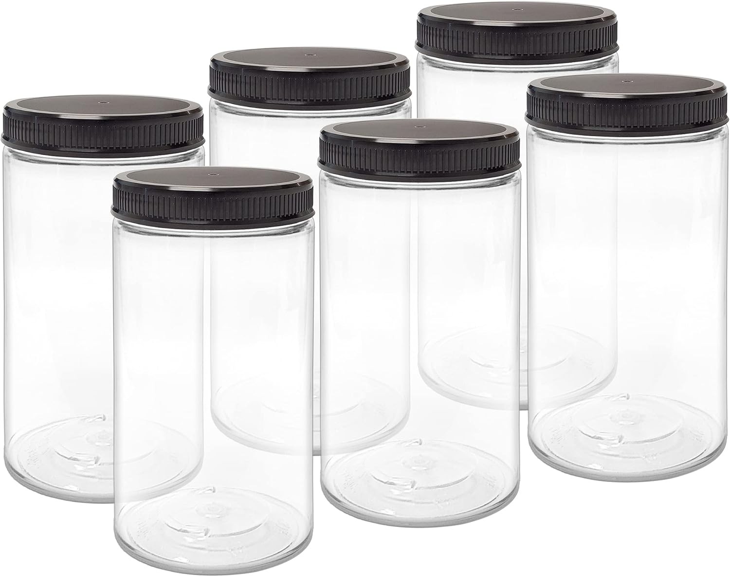 ljdeals 32 oz Clear Plastic Jars with Lids, Storage Containers, 32 oz,