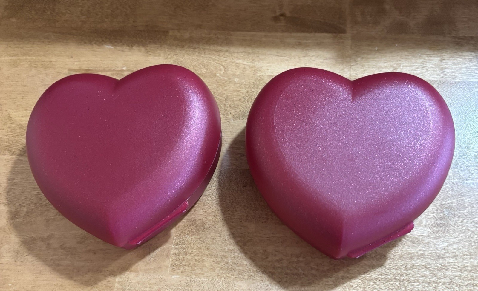 Tupperware Heart Shaped Snack Container Hot Pink 5187A-3 Pink Set Of 2