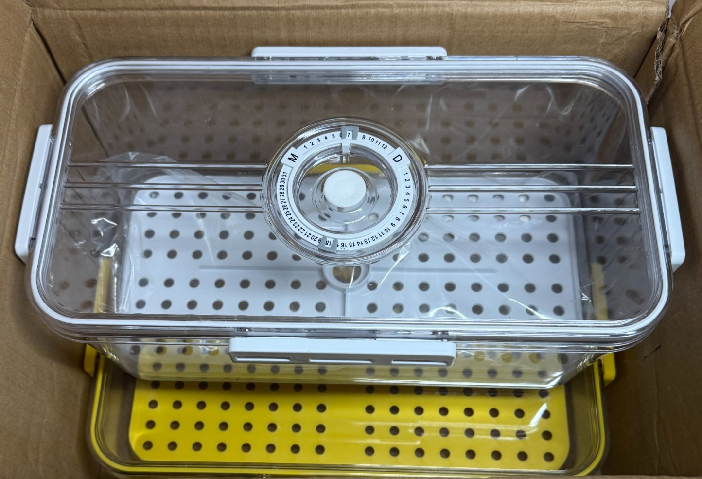 Set of 2-Food Storage Containers w/Lids for Timer & Drain Tray & Timer New Open