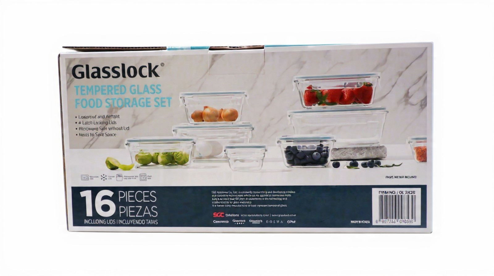 16- Piece Glasslock Tempered Glass Food Storage