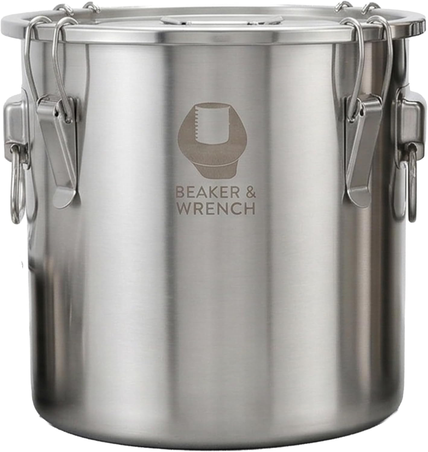 Food Safe 304 Stainless Steel 5 Gallon (20L) Container Bucket with Clamps and Ai