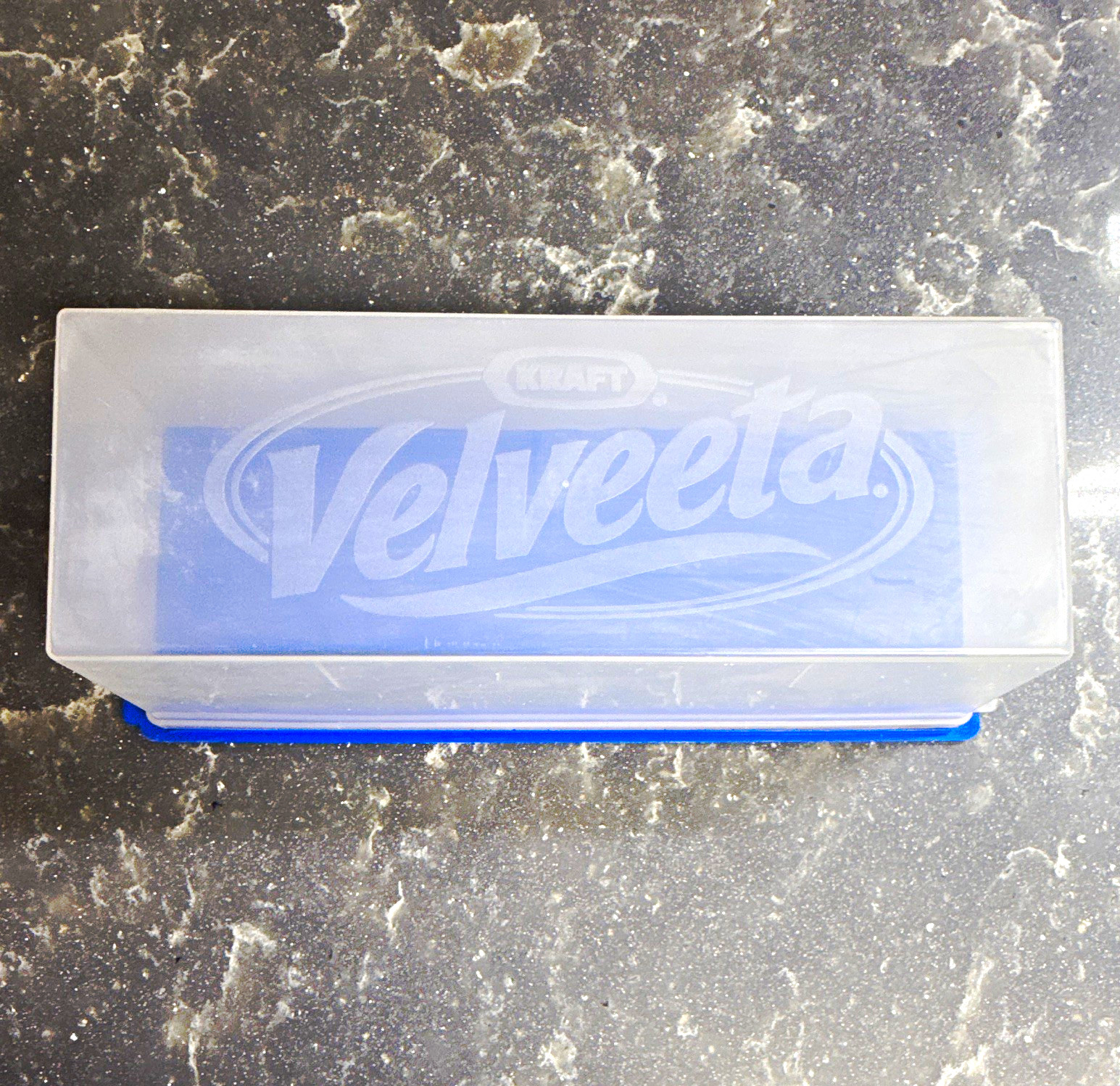 Kraft Velveeta Rectangular Plastic Storage Container Clear Blue 16 oz Snap Lid