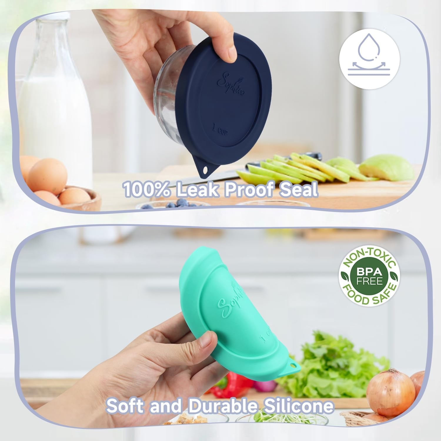 Sophico 1 Cup Round Silicone Storage Cover Lids Replacement for Anchor Hocking