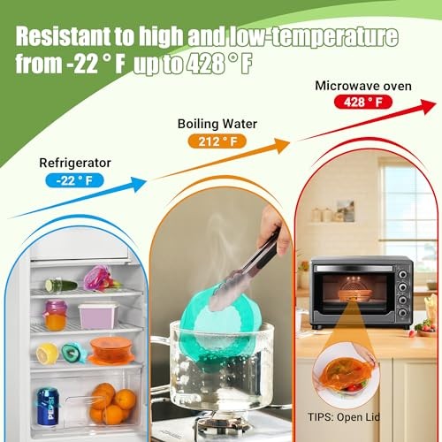 6 Pcs Silicone Stretch Lids Reusable Food Storage Covers Airtight Bowl Container