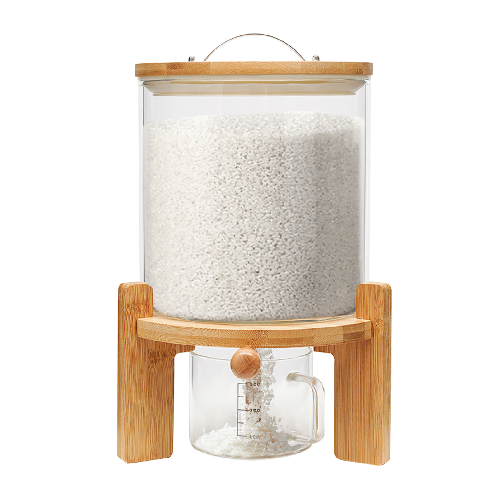 Cereal Dispenser, Vertical Cereal Storage, 5l Large Capacity, Clear Glass Body