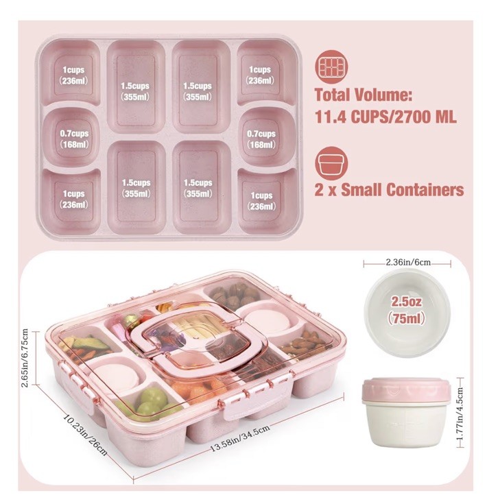 Caperci Snack Box Container with Leak-Resistant Lid & Locking Clips