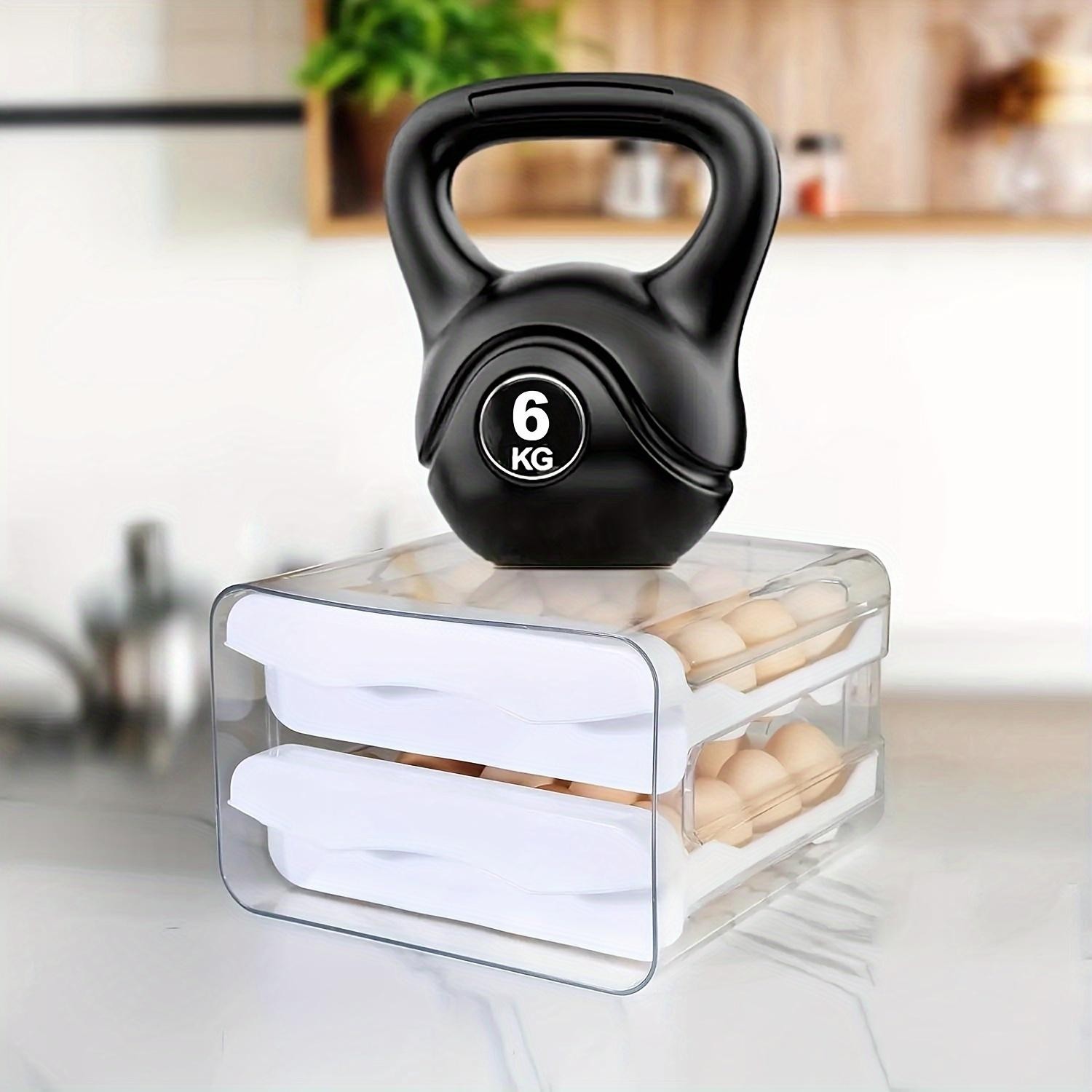 Egg Storage Box Drawer Refrigerator Double Layer Holder with Handle Organizer