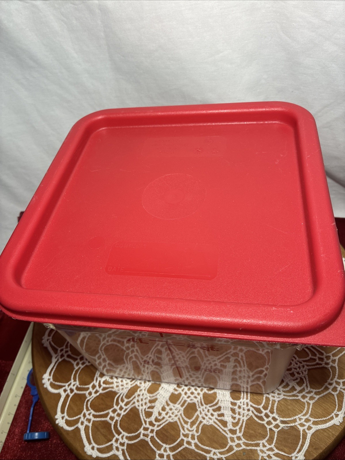 6 Qt Food Storage Container Cambridge Red Lid Graduations For Easy Measurements