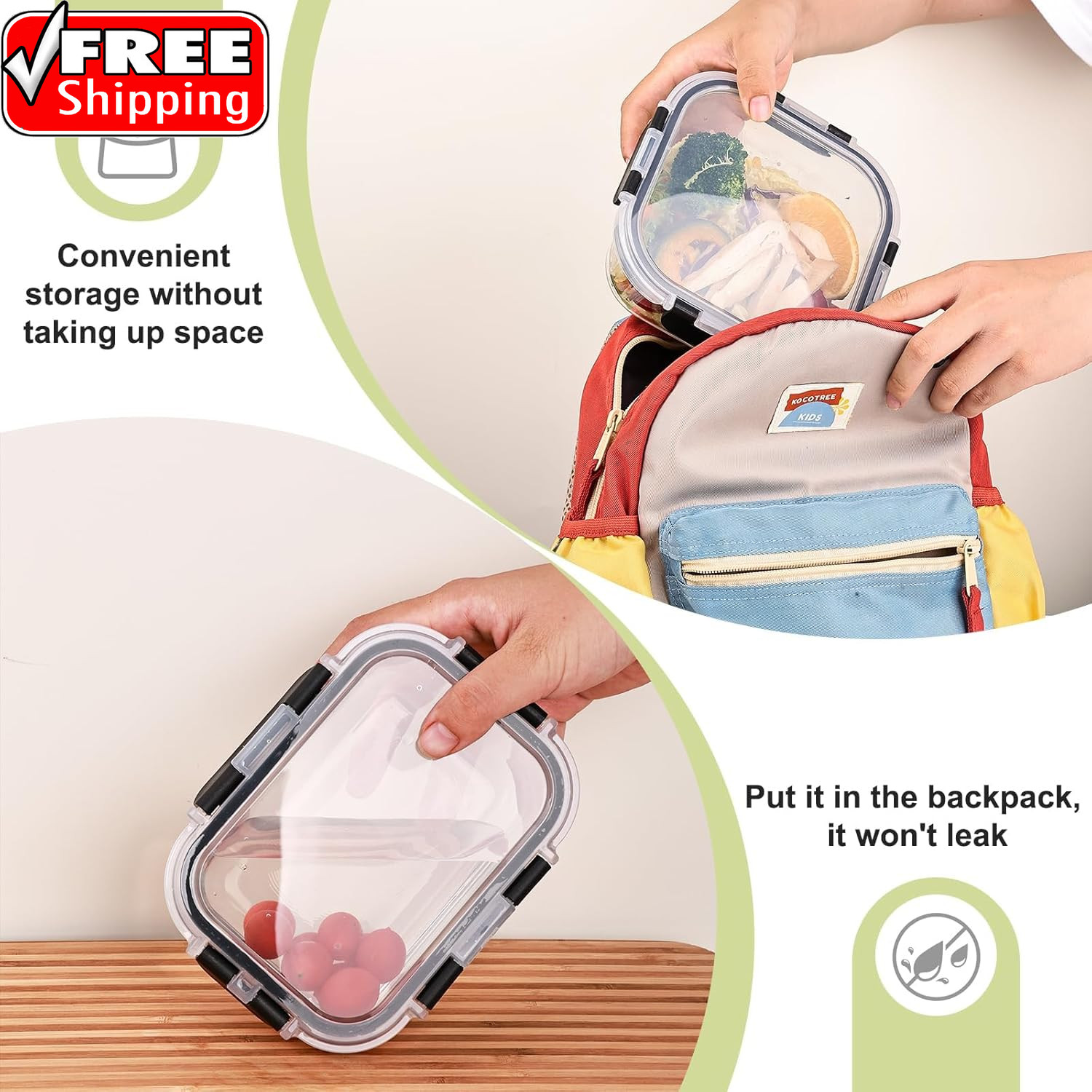 8 Pack Glass Food Storage Containers with Lids, Meal Prep Containers, Airtight B