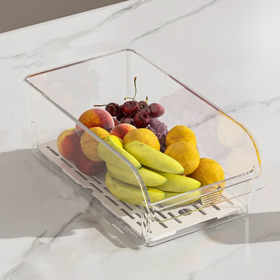 Clear Fridge Organizer Bins Refrigerator Storage Containers for Food Fruit