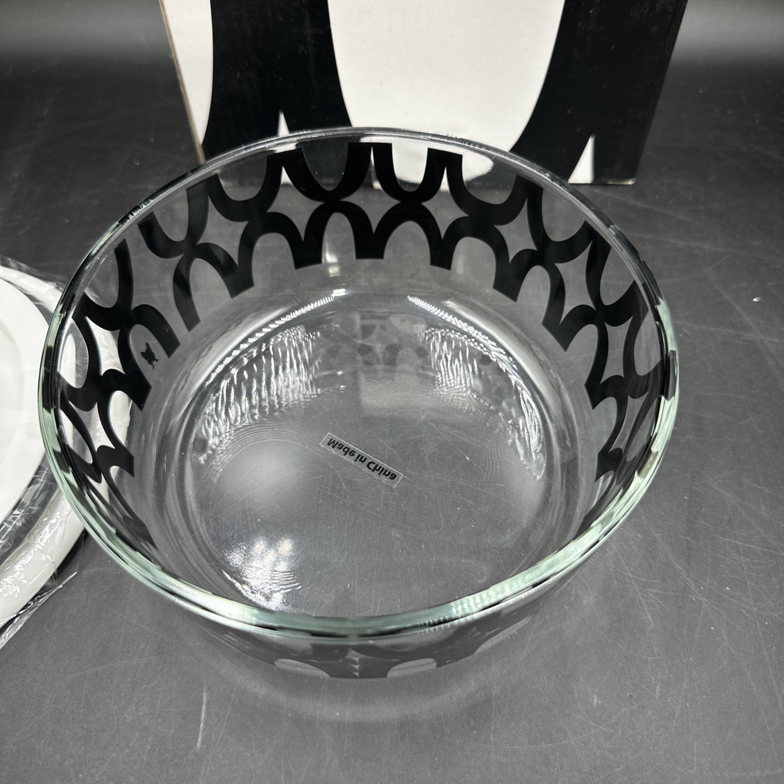 French Bull Container with Lid Black and White Glass Food Storage Container