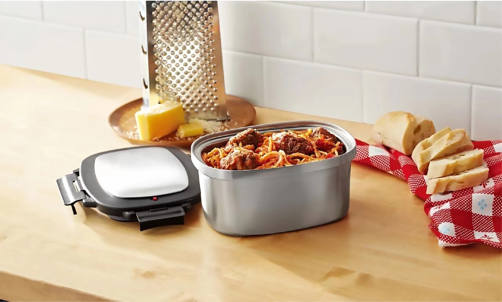 Stainless Steel Insulated Food Container W/ Divider 33oz Hot/Cold Lunch Box
