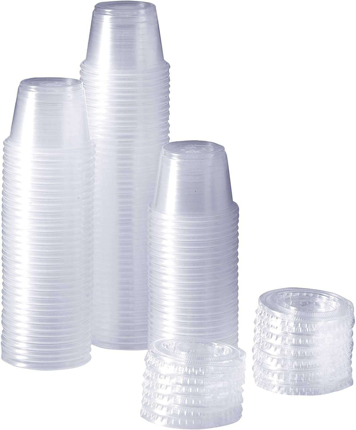 100 Plastic Deli Container Souffle Cup With Cover Lid Disposable Souffle Storage