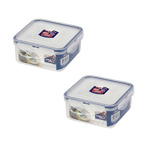 Lock & Lock Square Storage Food Container Dish Water Tight 600ml 20.3oz 2 PCS