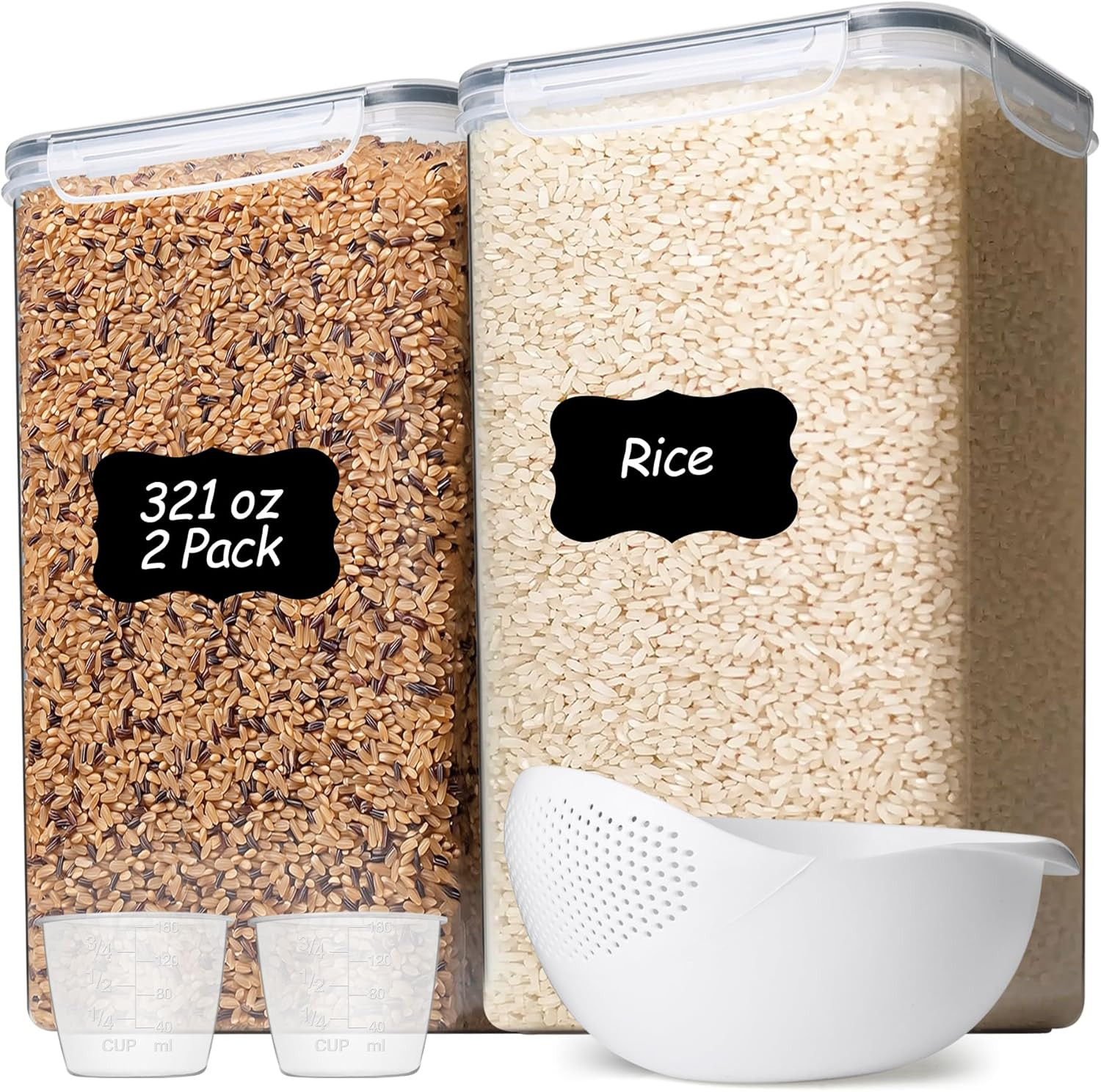 ComSaf Rice Container Set of 2(9.5L/10Qt), Large Airtight Food Storage Container