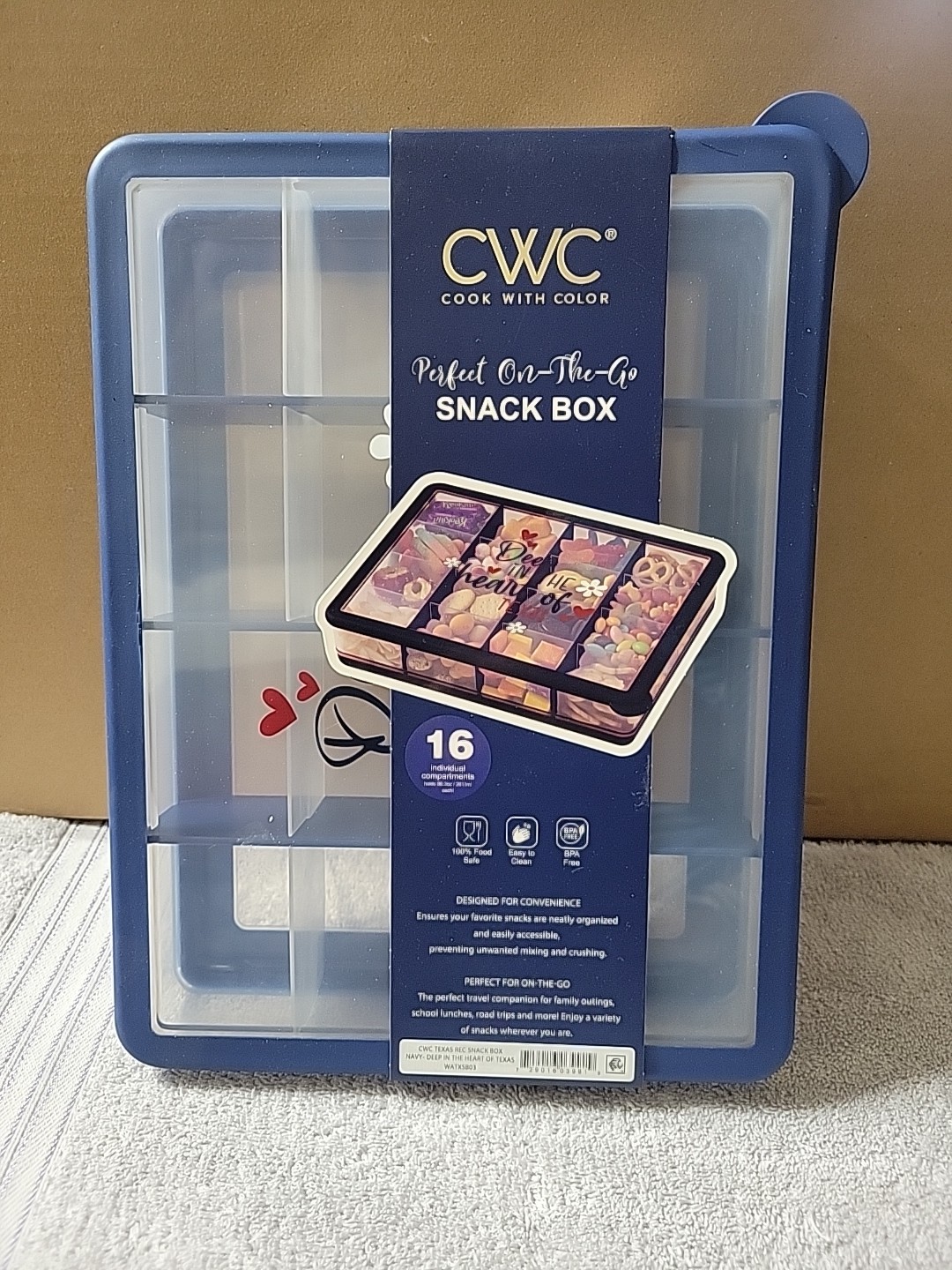 CWC Cook With Color On-the-Go Snack Box 16 Compartment Blue Food Storage Snackle