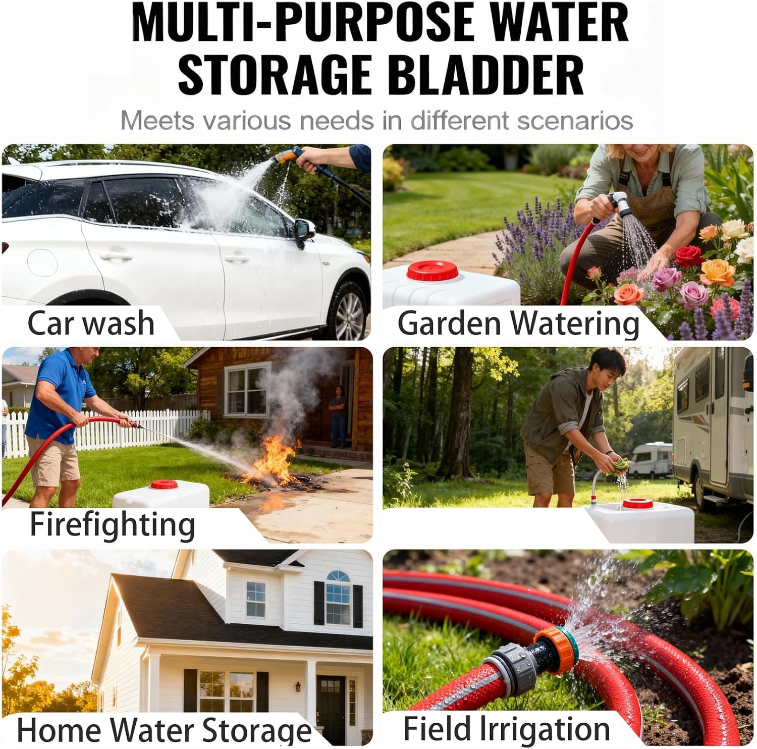 13Gallon/50L Water Storage Tank with Spigot,3m Hose and Control Valve, Large