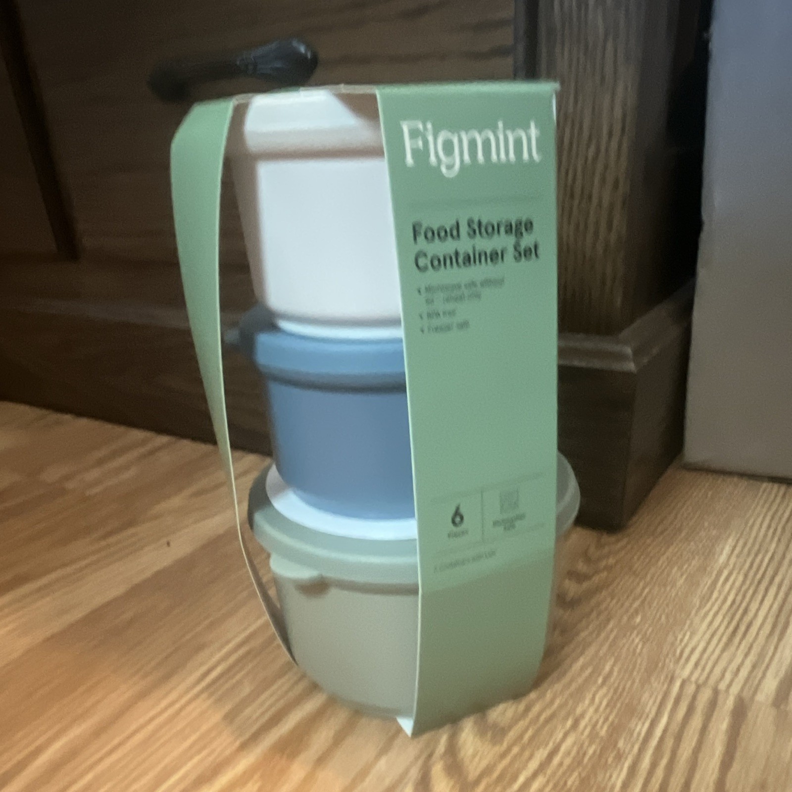 Figmint Food Storage Container Set 6pc BPA Free Microwave Dishwasher Blue White