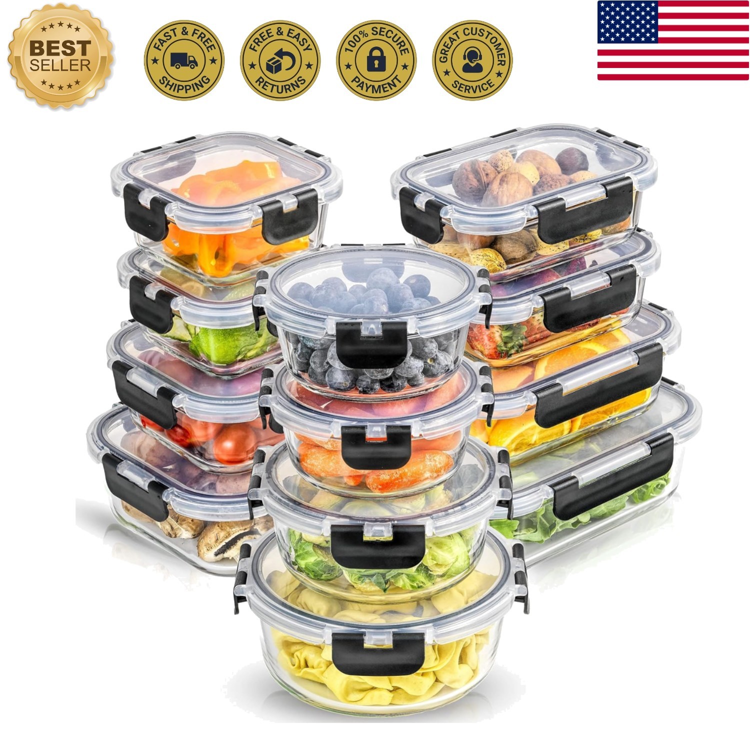 Versatile 24-Piece Glass Storage Containers – Freezer Safe & BPA-Free